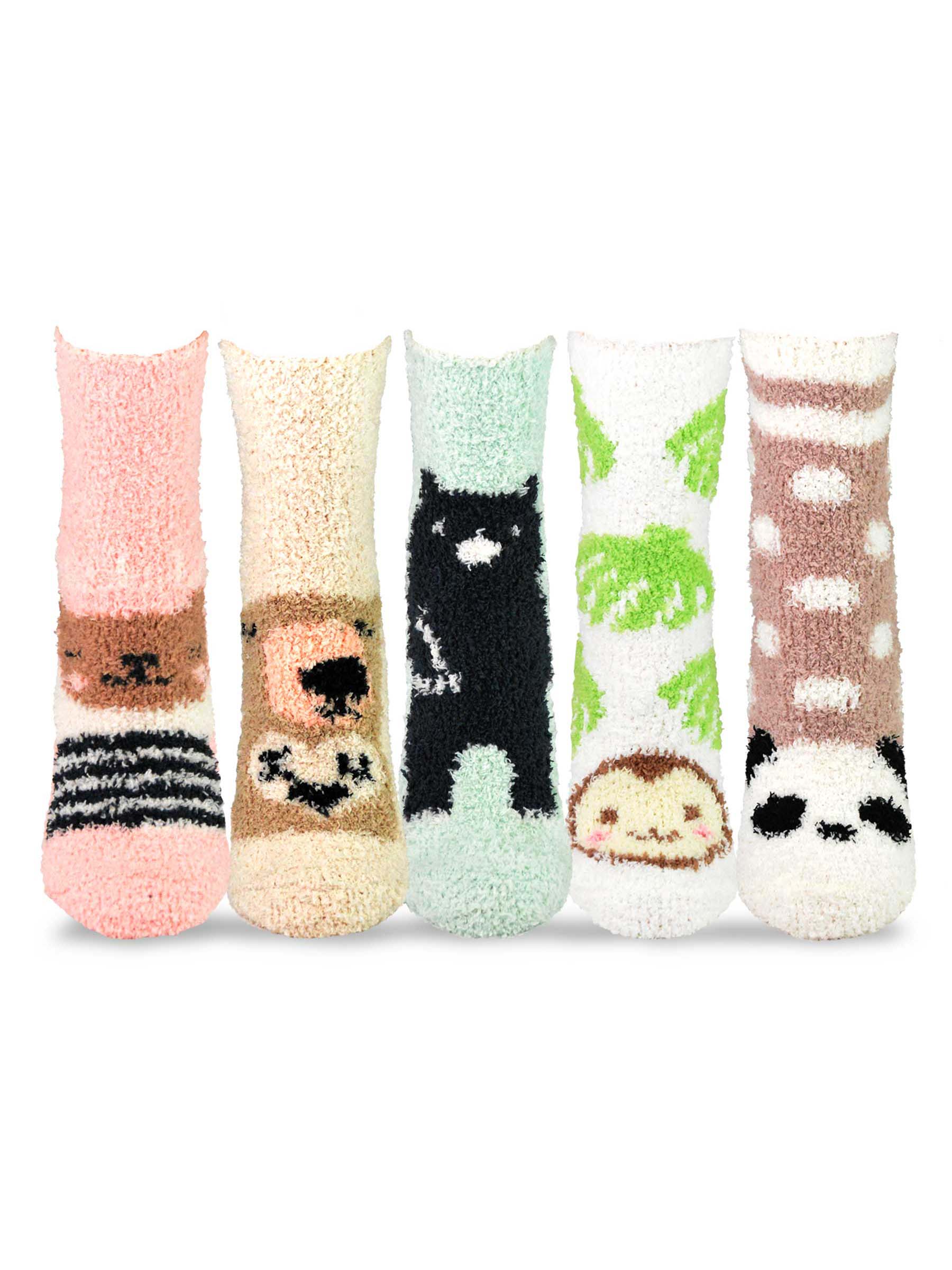 TeeHee Fashionable Cozy Fuzzy Slipper Crew Socks for Women 5-Pack - image 2 of 8