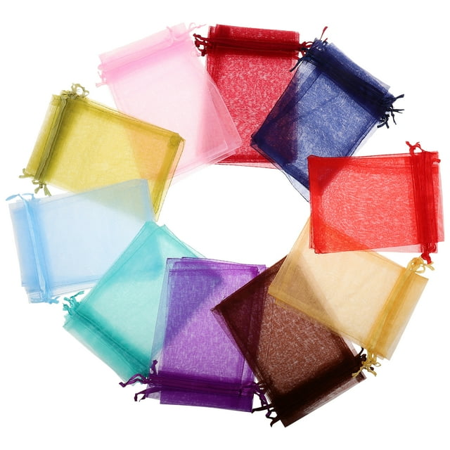 100 bolsas de organza para joyería, bolsas de regalo con cordón para dulces, bolsas de organza para recuerdos de fiesta