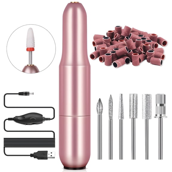 EXLEAF 2026 New Electric Nail Drill - 20000 Rpm Corded Electric Nail File Kit with 6 Bits 51 Sanding Bands, Nail Dremel Tool for Women, Gold