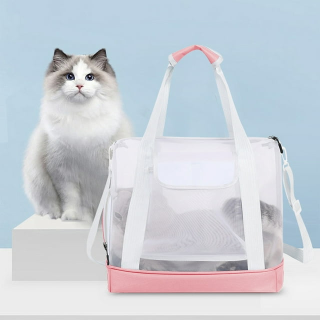 Foldable Cat Carrier Bag | Portable Handheld Travel Tote - Breathable Cloth Material | Convenient Design for Outdoor Use | Versatile Travel Pet Supplies | Pink Orange Blue Green | 33x33x23cm | 1 Pack