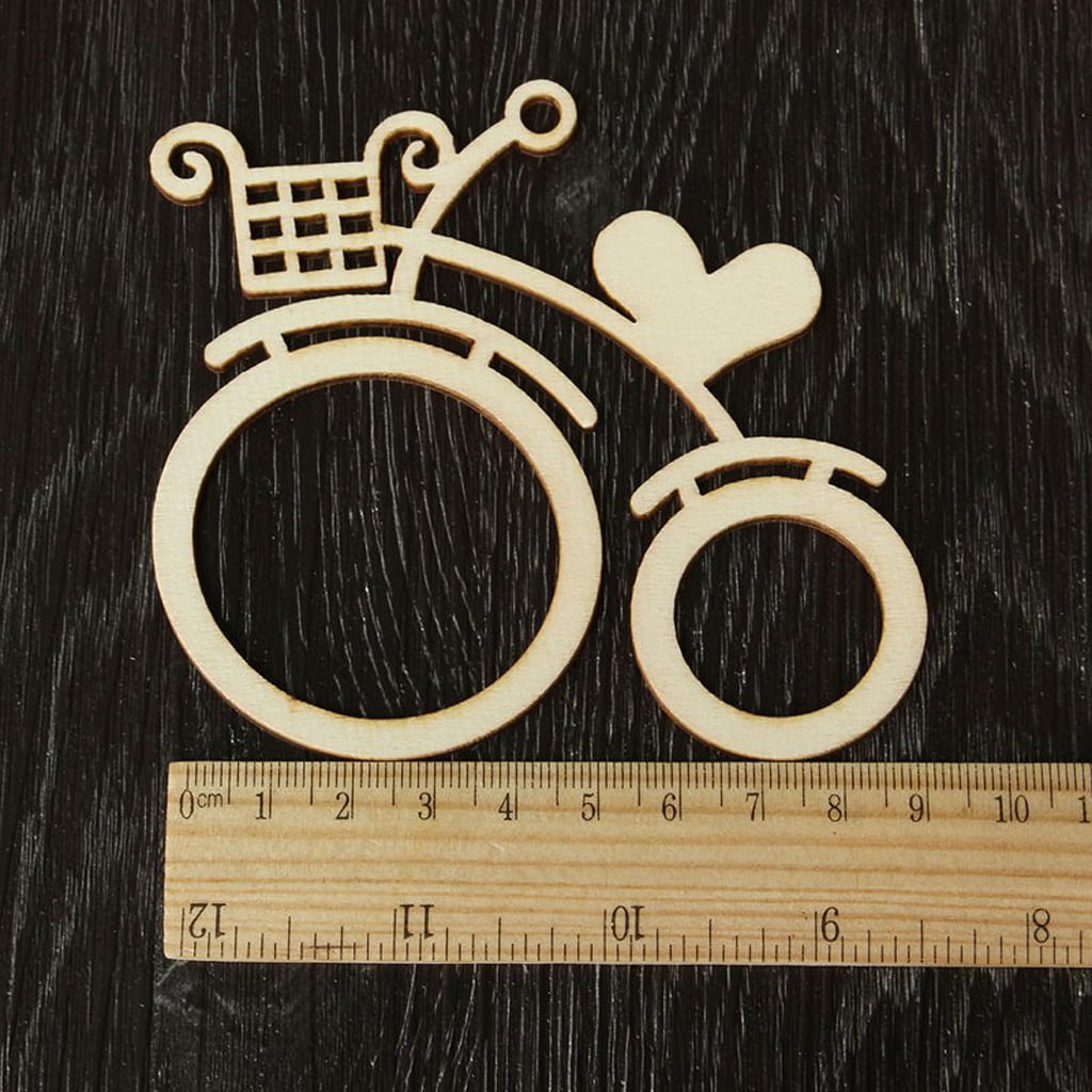 10pcs Natural MDF Handcraft Wooden Bicycle Fish Mirror Wood Crafts 