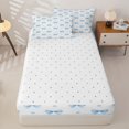 thumbnail image 4 of Manfei Blue Coquette Bowknot Zipper Queen Comforter Set with Fitted Sheet and 2 Pillowcases,Cartoon Cute Bow Zipper Bedding Set,Reversible,4-Piece, 4 of 7