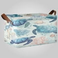 thumbnail image 2 of 2Pack Waterproof Foldable Storage Basket Medium, Metal Frame & Hollow Board Support, for Clothes and Toy Organization Deep Green Sea Turtles, 2 of 8