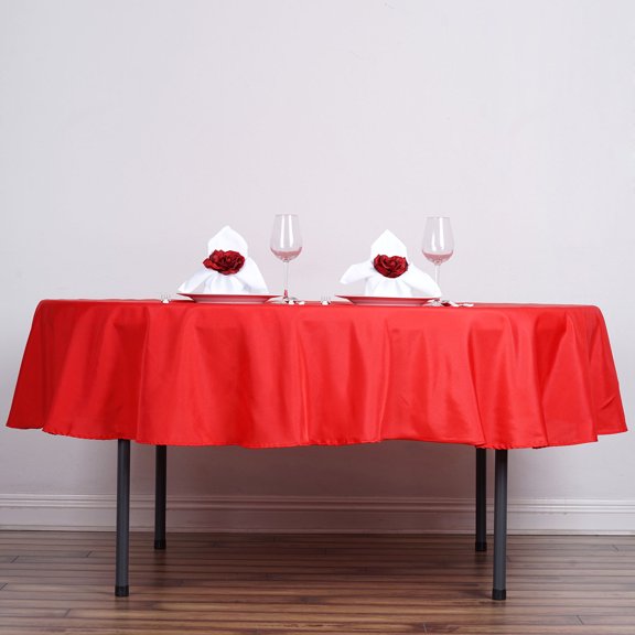 BalsaCircle 6 Pieces 70" Red Round Polyester Tablecloths Fabric Table Cover Linens