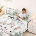 thumbnail image 3 of Erosebridal Happy Easter Bunnies Bed Sheets for Kid, Green Leaf King Sheets, 4 Pieces, 3 of 5