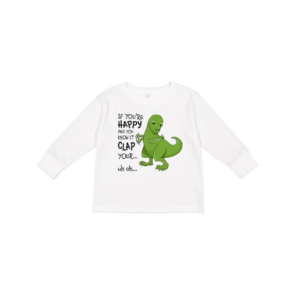 Inktastic T-Rex Can't Clap Boys or Girls Long Sleeve Toddler T-Shirt