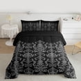 thumbnail image 2 of Manfei Ancient Damask Jacquard Full Size Comforter Sets,Victorian Baroque Print Bedding Comforter Set,Black Gray Bedding Sets For Kids,Microfiber Bedroom Decor Reversible,3-Piece, 2 of 8