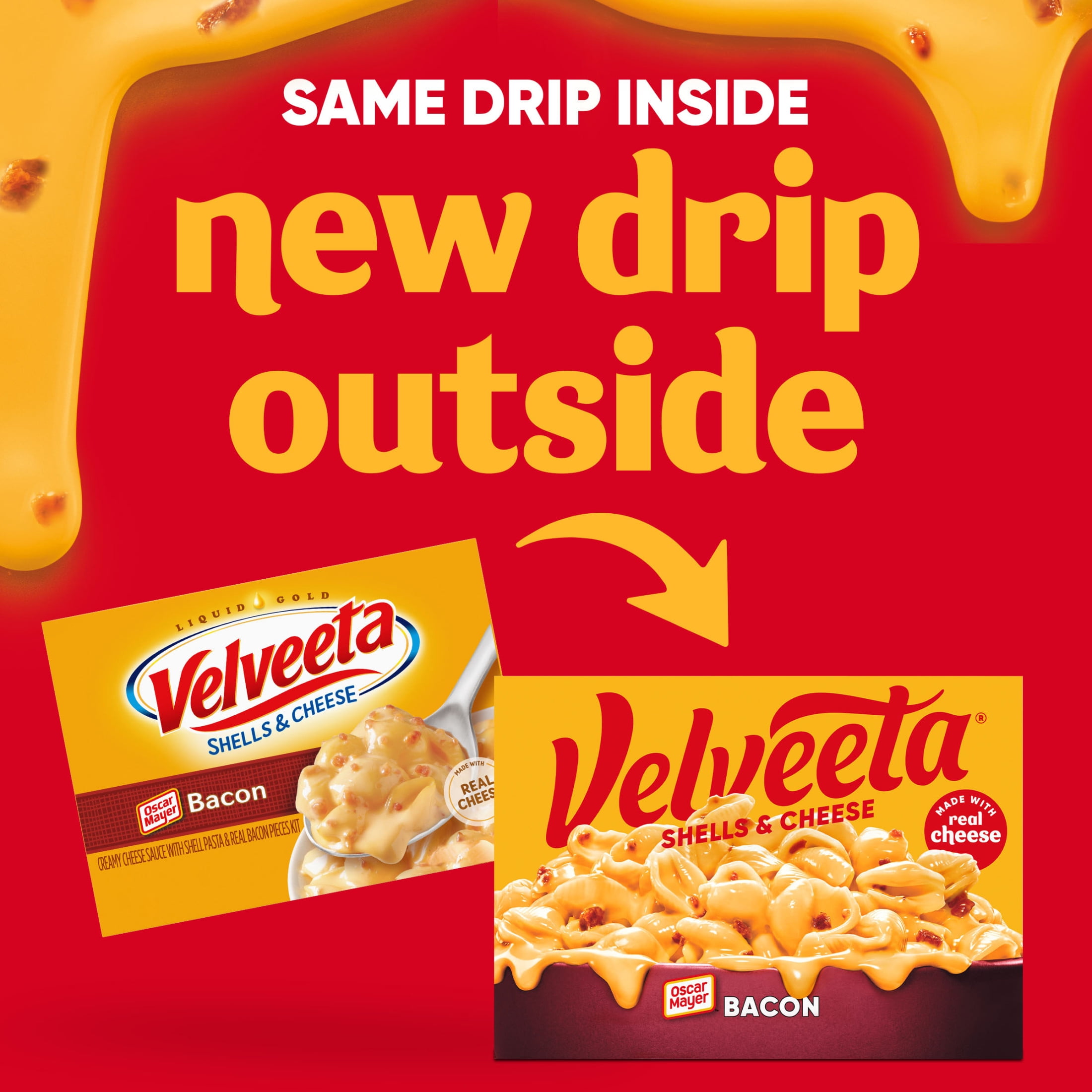 (4 pack) Velveeta Shells and Cheese Mac and Cheese with Bacon, 1 Box, for Easy Dinner or Dinner Sides, Made with Real Cheese, 10.3 oz