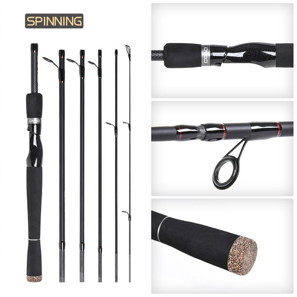 2.1m / 2.4m 6 Sections Carbon Spinning Casting Fishing Rod Lure