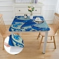 thumbnail image 2 of BANET  Mykonos Blue Paisley Tile Bordered Tabletop for Spring Summer Decorations, Picnics and Dinner Parties - Indoor Outdoor, Stain and Water Resistant, Tablecloth, Square white, 2 of 7