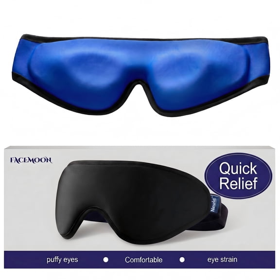 FACEMOON Gel Eye Mask Cold Compress Ice Cooling Relief for Puffy Eyes Dark Circles Sinus Pressure Reusable Fits All Head Sizes