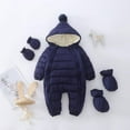 thumbnail image 4 of Newway Winter Infant Girls Boys Snowsuit One Piece Zipper Down Jacket Plush Thickening Hooded Romper Jumpsuit+Gloves+Shoes 0-24M, 4 of 6
