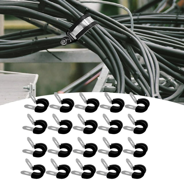 20 abrazaderas de tubo con aislamiento acolchado de goma para gestión de cables, ideales para parabrisas industriales, automotrices y domésticos.
