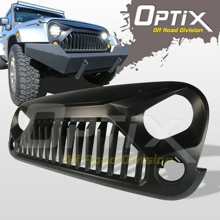Optix Gladiator Vader Grille Matte Black Upgrade for 2007 - 2017 Jeep Wrangler JK JKU Sahara Rubicon Sport Unlimited Front Exterior Body Part OE Replacement Angry (Best Jeep Rubicon Upgrades)