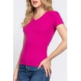 thumbnail image 2 of Women's Casual Short Sleeve Solid V-Neck W/Pocket Rib Top, 2 of 4