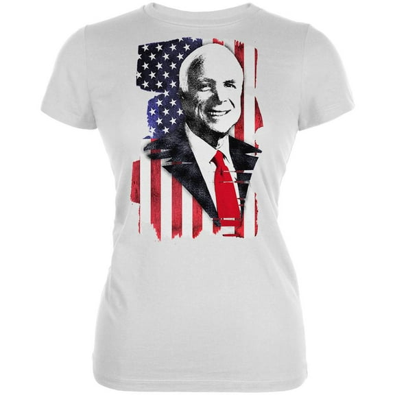 4th of July John McCain American Patriot Juniors Soft T Shirt White 2XL