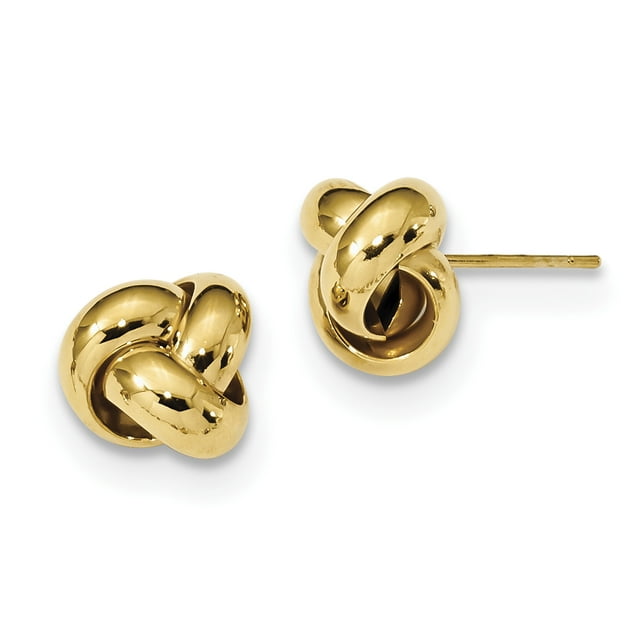 14k Yellow Gold Love Knot Stud Earrings Ball Button