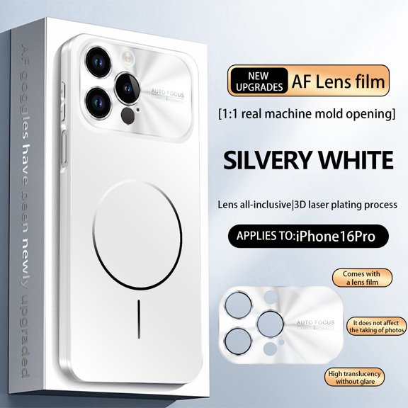 ELEHOLD Magnetic Case for iPhone 16 Pro, Shockproof Full Protection Phone Case with Lens Protector,White