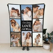 Custom Blanket with Photo and Text Memorial Gift for Lover, Couple,10 Photos Collage Blanket with Pictures Customized for Wife, Husband, Personalized Throw Blanket for Anniversary Blankets