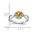 thumbnail image 2 of Solid 14k White Gold 6x4mm Oval Citrine Yellow November Gemstone Checker VS Diamond Engagement Ring Size 6 (.024 cttw.), 2 of 3
