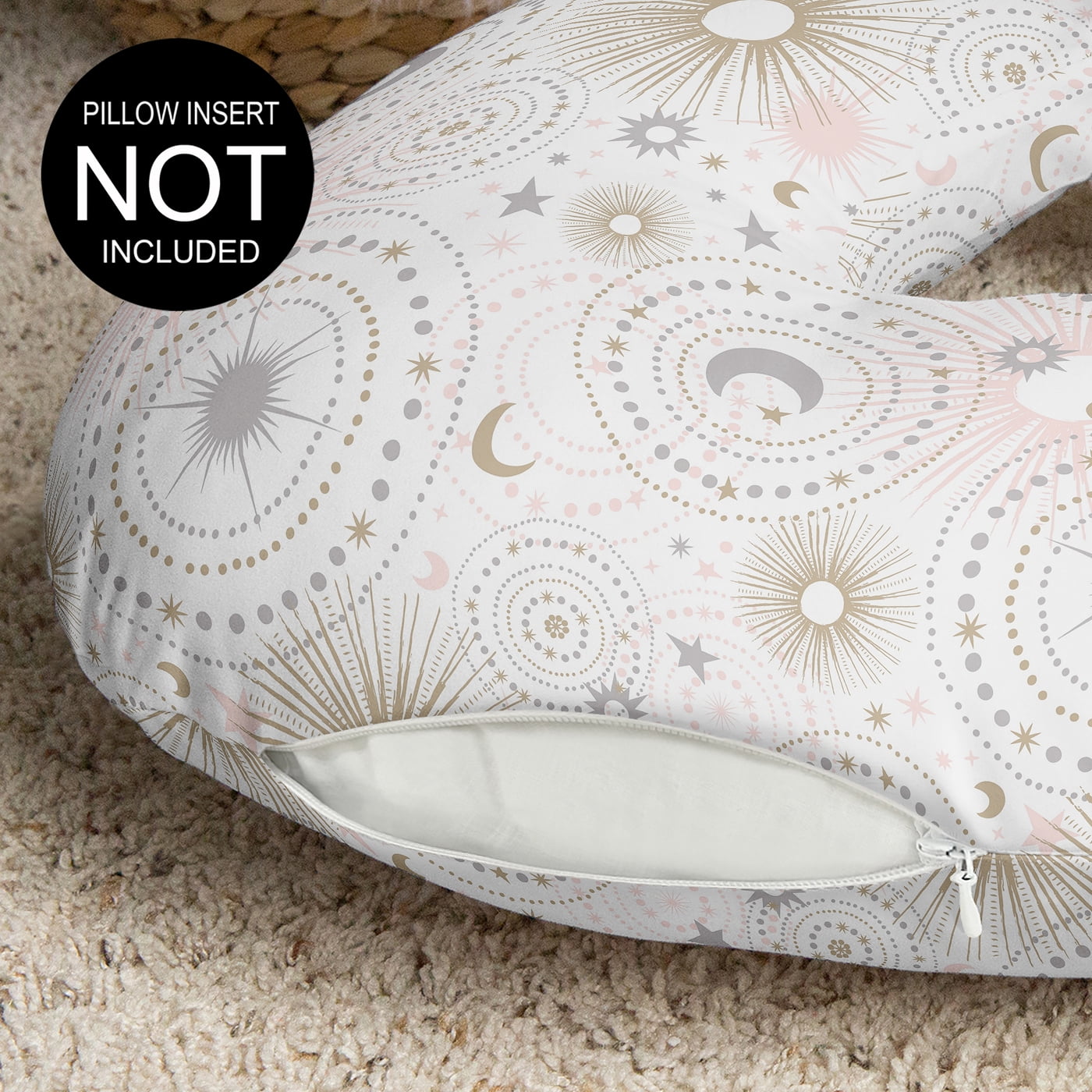Sweet Jojo Designs Celestial Pink Gold and Grey Nursing Pillow Cover Case (Pillow Not Included) (Pillow NOT Included)