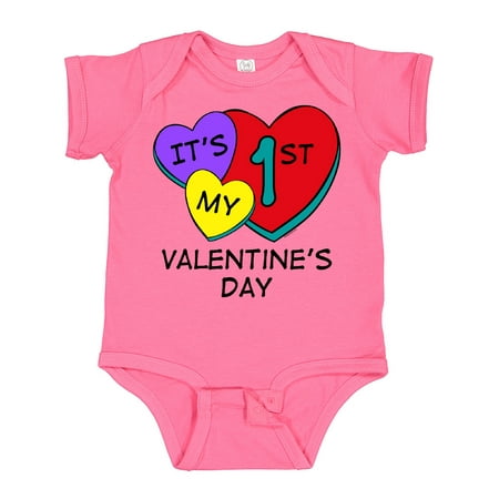 

Inktastic 1st Valentine s Day Hearts Boys or Girls Baby Bodysuit