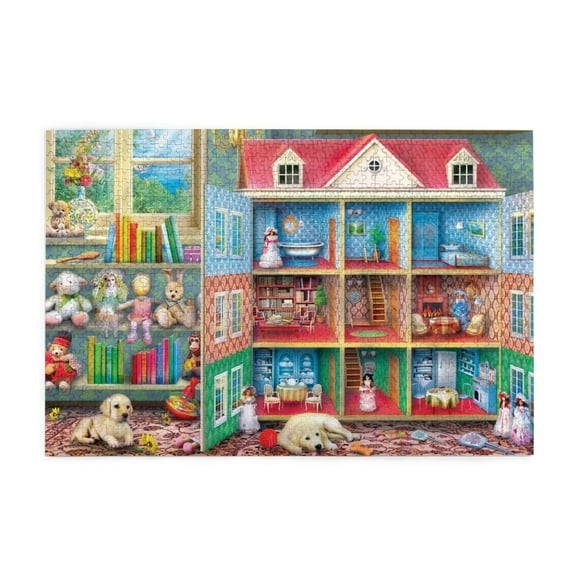 500 Piece Dollhouse Furniture Jigsaw Puzzle Relaxing & Challenging Brain Teaser Unique Home Decor Fun Activity Great Gift Idea