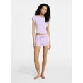 thumbnail image 2 of No Boundaries Sleep Ribbed Tee and Shorts Set, 2-Piece, Women’s XXS-3X, 2 of 5