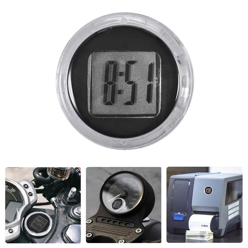 Black Garneck Automotive Replacement Clock Universal Mini Motorcycle Clock Waterproof Stick-On Motorbike Digital Clock 