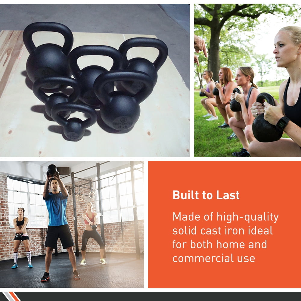 Body Sport Cast Iron Kettlebell, 5 lb. - Professional Weight Training Equipment for Home & Gym Workouts