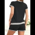 thumbnail image 4 of Conjunto de 2 Piezas para Mujer, Ropa de Estar por Casa, Top y Pantalones Cortos de Corta con Bloques de Color, Ropa de Verano 2025, Negro, Talla L, 4 of 6
