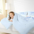 thumbnail image 3 of jejeloiu Blue Kawaii Bow Full Size Comforter Sets,Girls Bow Knot Bedding Comforter Set,Geometric Rhombus Pattern Bedding Sets For Children,Breathable Bedroom Decorative Reversible,3pcs, 3 of 7