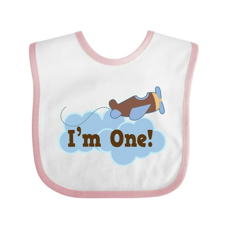 

Inktastic 1st Birthday Airplane I m One Gift Baby Boy Bib