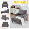 thumbnail image 5 of CQSXDA Modern Chaise Lounge Recliner In Chenille Fabric With Storage Pockets Ideal For Bedroom Living Room Use，Dark Gray, 5 of 17