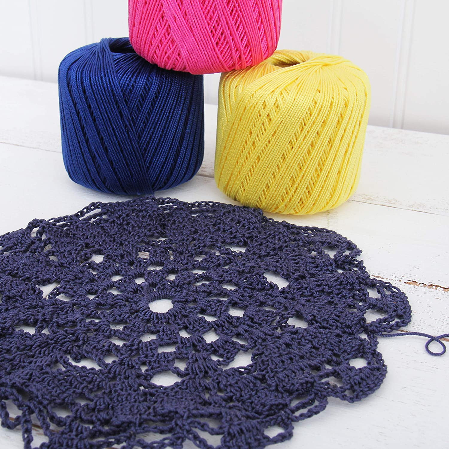6 Ball Pack Threadart 100% Pure Cotton Multicolor Crochet Thread - Size 10 - Color 50 - Variegated Garden Greens