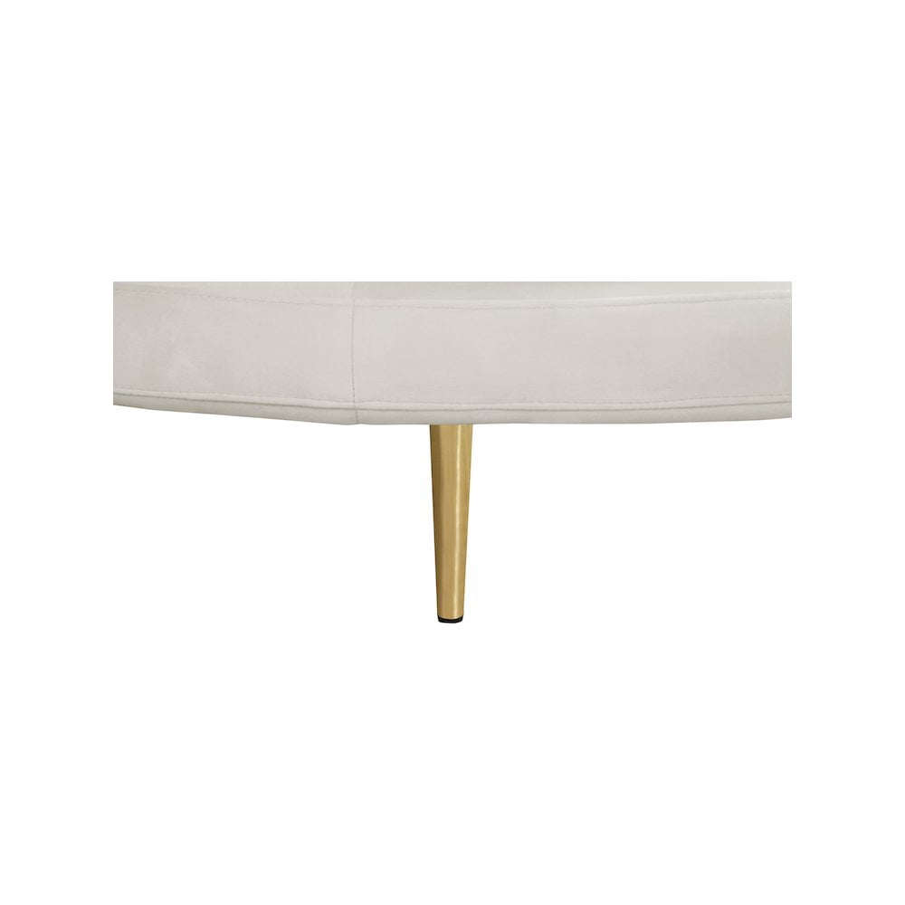 Meridian Furniture Circlet Roundabout Sofa with Gold Iron Legs, Cream Velvet