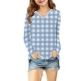 thumbnail image 5 of Avrntaa Girls Long Sleeve Tops Fall Cute Checkered Pattern Shirts Sweet V Neck Layer T-Shirt, 5 of 8