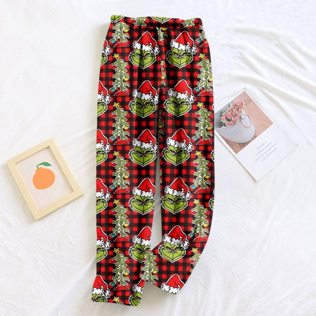 Kawaii Grinch Anime Pj Pants Pajamas Pants for Boys Girls Cartoon Lounge Pj Print Pants Causal Sleep Bottoms