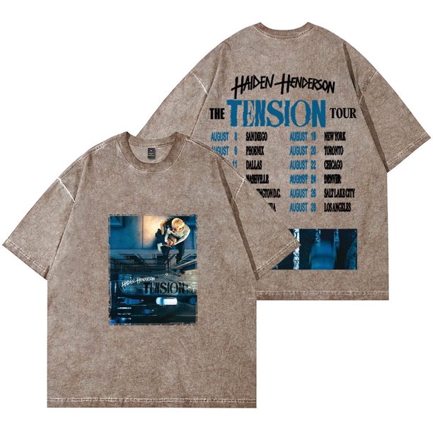 Haiden Henderson The Tension Tour Vintage Wash Camisetas Mujeres Hombres Algodón Camiseta de manga corta,6,M
