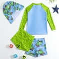 thumbnail image 4 of Hiiyo Little Boy Swimsuit Long Sleeve Rash Guard Swim Trunks with Hat 4-Piece Bathing Suit, 4 of 5