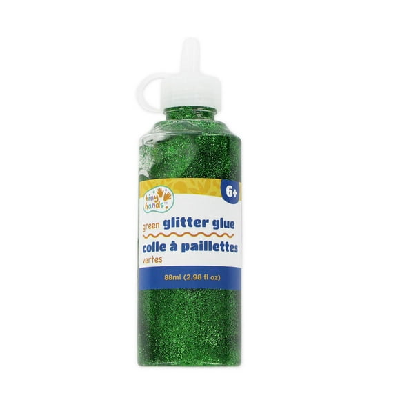 TINY HANDS Green Glitter Glue, 88 ml (2.98 fl oz), Age 6+, Kids, Crafts, Projects, Decoration<br>