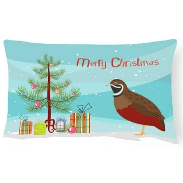 Carolines Treasures BB9323PW1216 Chinese Painted or King Quail Christmas Canvas Fabric Decorative Pillow, Teal, 12H