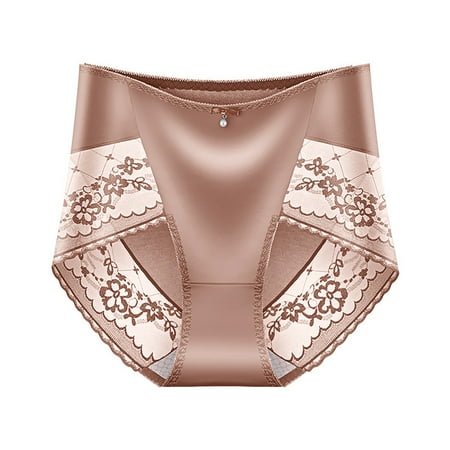 Women Mid Waist Satin Lace Underwear  Sexy Hollow Embroidery  Transparent Mesh Shorts  Silk Head  Head Wrap  Embellished  Fashionable  Undergarments  Seamless  Comfortable  Womens Plus Tops