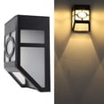 thumbnail image 4 of Lámpara solar de pared para exteriores con 2 LED, estilo ventana, resistente al agua, para jardín, cerca, iluminación de seguridad para patio, camino de entrada (luz blanca cálida)., 4 of 5