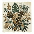 thumbnail image 4 of Ambesonne Brown Shower Curtain, Exotic Retro Leaves Botanical, 69"Wx75"L, Ivory Forest Green and Cocoa, 4 of 4
