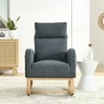thumbnail image 2 of Fabric Rocking Chair Nursery Chair,Modern Upholstered High Back Glider Rocking Armchair,Comfy Rocker with Padded Seat and Wood Base,Two Side Pocket Accent Chair for Living Room Office,DARK GREY, 2 of 7