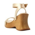 thumbnail image 3 of Schutz Lansy Platina Gold Buckle Ankle Strap Wooden-Sole Wedges Style Sandals (Platina Gold, 10.5), 3 of 3