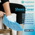 thumbnail image 2 of 100 PCs (50Pairs) Disposable Non-Woven PP Shoe Covers by VASTMED – 100% Non-Latex, Blue, One Size Fits Most, for Indoor & Outdoor Shoe Protection, 2 of 7