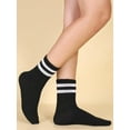 thumbnail image 2 of CoCozhu Women's 2 Pairs Striped Trim Casual Crew Socks Simple Mid Calf Socks, 2 of 4