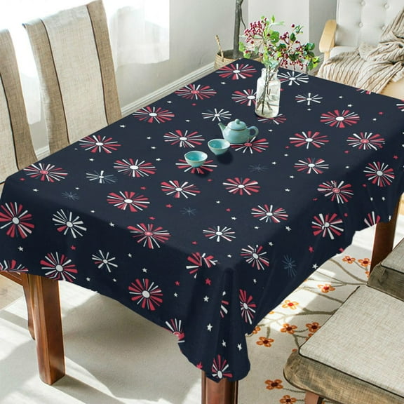 Yayeee Tablecloths 54" x 54" Rectangle Wrinkle Resistant Party Table Cover, Red Fireworks Pattern